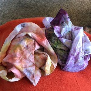 Set of two hand dyed silk scarves